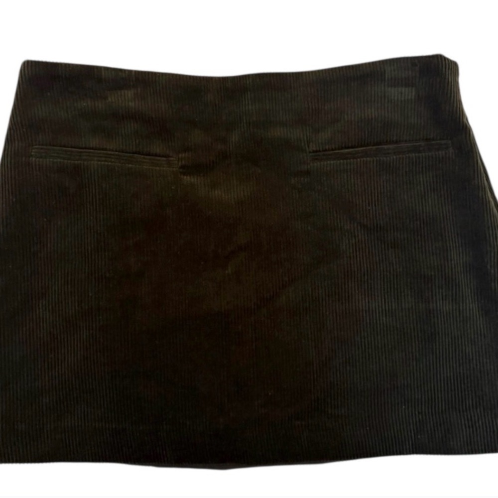 Zara NWT Dark Green Corduroy Mini Skirt Size L Lined Side Zip Fal - Picture 5 of 10